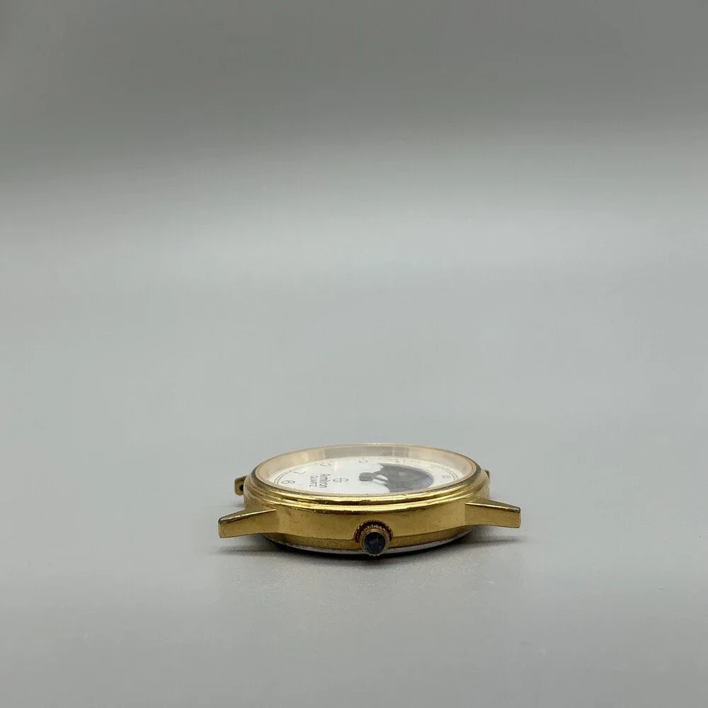 Vintage Armitron Womens Watch 32mm Gold Tone Moon Phase NOT RUNNING FOR PARTS